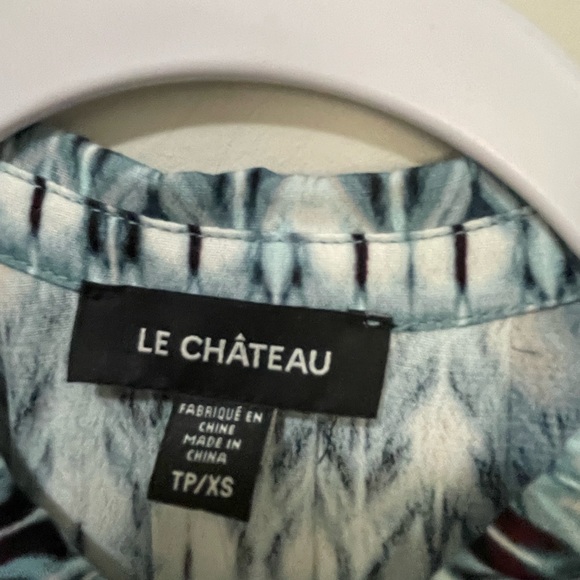 Le Chateau Dress, Long Sleeve, Button down fit and flare, Belted, light Blue, XS - Picture 5 of 6